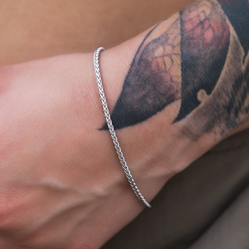 Palm Chain Bracelet in White Gold- 2mm