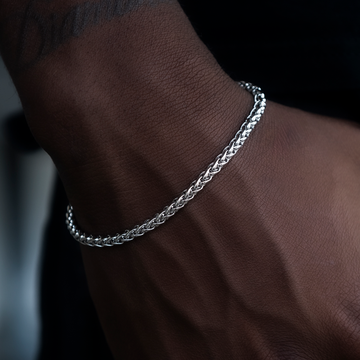 Palm Chain Bracelet in White Gold- 4mm