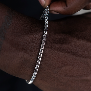 Pulsera Palm Chain de Oro Blanco - 4mm