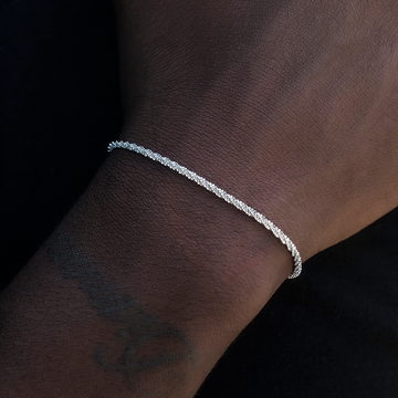 Pulsera Popcorn en Oro Blanco - 2mm