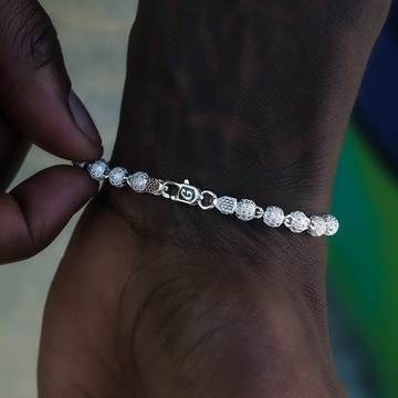 Pulsera de Bolas Heladas en Oro Blanco - 4mm