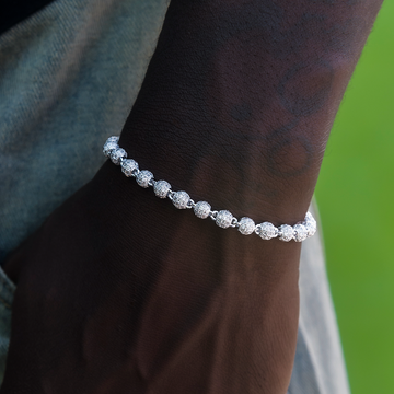 Pulsera de Bolas Heladas en Oro Blanco - 4mm