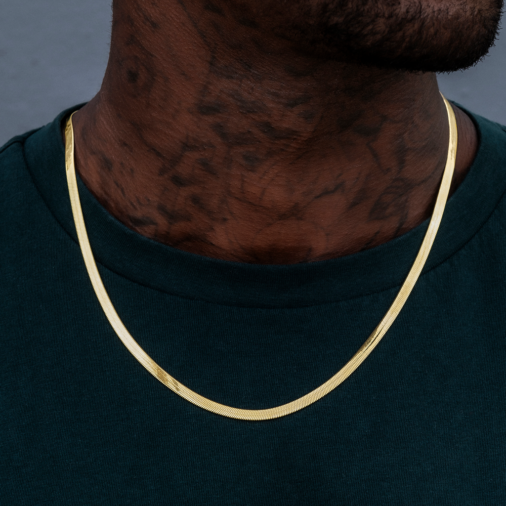 Herringbone Chain in Yellow Gold- 4mm – The GLD Shop