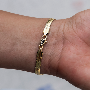 Pulsera de espiga en oro amarillo - 4 mm