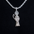 Dije de Calavera Segadora Helada en Oro Blanco