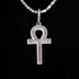 Diamond Baguette Ankh Cross Pendant in White Gold
