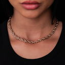 Collar de cuerda de oro rosa - 6 mm