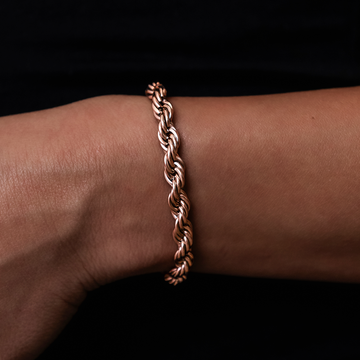 Pulsera de Cuerda en Oro Rosa - 6mm