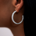 Micro Diamond Prong Cuban Necklace + Bracelet + Hoop Bundle in White Gold
