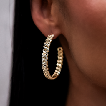 Pendientes de aro con diamantes en oro amarillo