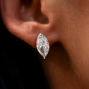 Pendientes de Oro Blanco con Diamantes de Talla Marquesa de 7 mm
