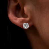 GLD 8mm Round Cut Diamond Stud Earrings in White Gold