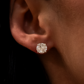 GLD 8mm Round Cut Diamond Stud Earrings in Yellow Gold