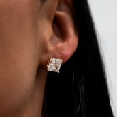 8mm Princess Cut Diamond Stud Earrings in Yellow Gold