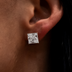 8mm Princess Cut Diamond Stud Earrings in White Gold