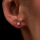 Pendientes de botón redondos pavé de 3 mm en oro rosa