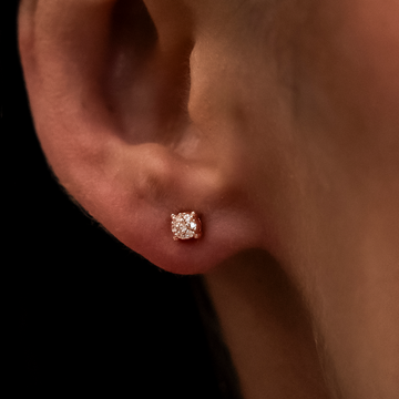 Pendientes redondos de pavé de 5 mm en oro rosa