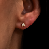 3mm Pave Round Earrings in Yellow Gold