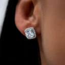 Pendientes de Corte Cojín de 10mm en Oro Blanco