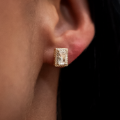 GLD Baguette Micro Clustered Tennis Earrings in Yellow Gold