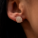 Pendientes redondos Pave de 10 mm en oro rosa