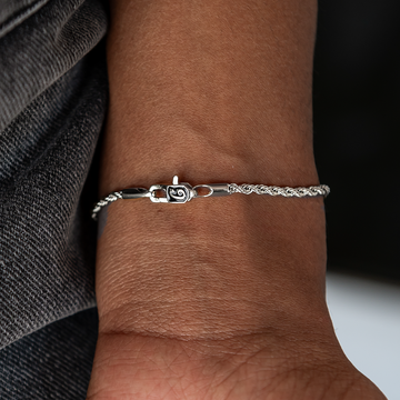 Rope Chain Necklace + Bracelet Bundle in White Gold - 2mm