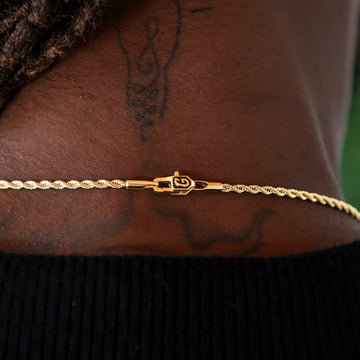 Paquete de cadena y pulsera tipo soga en oro amarillo - 2 mm