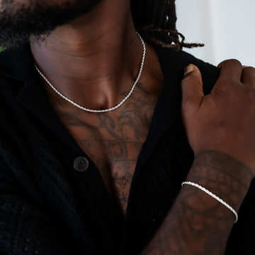 Rope Chain + Bracelet Bundle in White Gold- 2mm