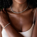 Adjustable Rope Chain + Bracelet Bundle in White Gold - 4mm