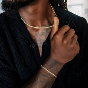 Micro Cuban Chain + Bracelet in Yellow Gold- 3mm