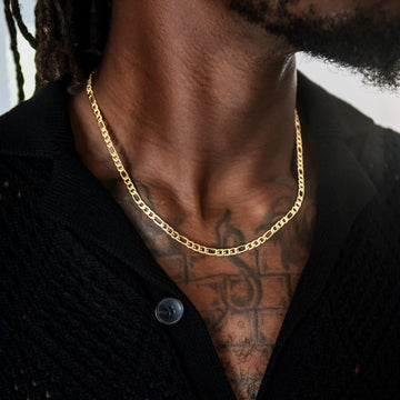 Figaro Chain + Bracelet Bundle in Yellow Gold - 4mm