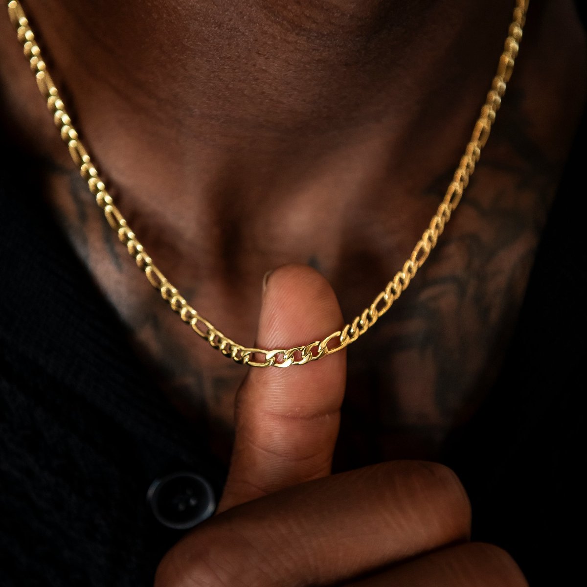 Figaro Link Chain + Bracelet Bundle in Yellow Gold- 4mm- The GLD Shop