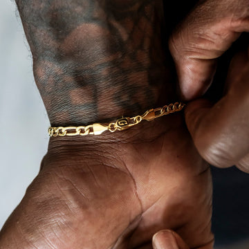 Figaro Chain + Bracelet Bundle in Yellow Gold - 4mm