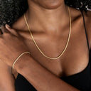 Collar + pulsera Palm Chain en oro amarillo - 2mm
