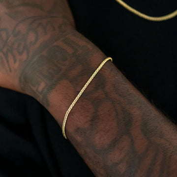 Conjunto de cadena y pulsera Palm en oro amarillo - 2 mm