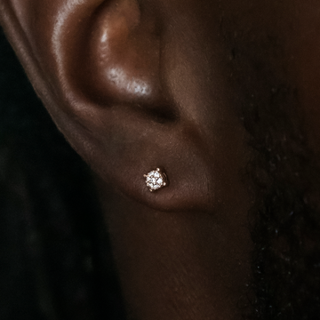 Pendientes de botón redondos pavé de 3 mm en oro rosa