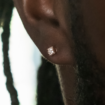 Pendientes de botón redondos pavé de 3 mm en oro rosa