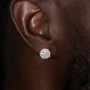 Pendientes redondos Pave de 10 mm en oro rosa