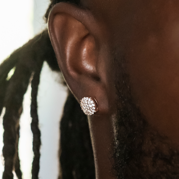 Pendientes redondos Pave de 10 mm en oro rosa