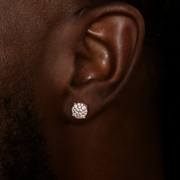 Pendientes de Moissanita de 8 mm con Pavé en Vermeil de Oro Rosa