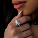 Anillo de alambre de púas helado en vermeil de oro blanco