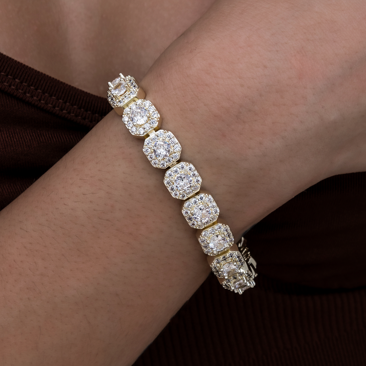 Clustered Tennis Bracelet in Yellow Gold- 8.5mm - The GLD Shop