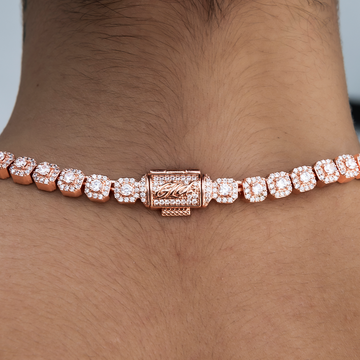 Micro Clustered Tennis Necklace in Rose Gold
