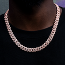 Cadena de eslabones de puntas de diamante en oro rosa - 12 mm