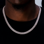 GLD Diamond Prong Cuban Chain in Rose/White Gold- 8.5mm