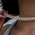 Diamond Prong Cuban Necklace in Rose/White Gold- 8.5mm