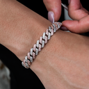 Pulsera Cubana de Oro Rosa/Blanco con Diamantes de 8.5mm