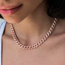 Collar cubano de diamantes en oro rosa- 8.5mm