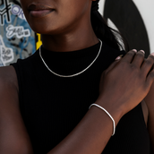 Complete Mini Tennis Essential Set - Adjustable Necklace + Bracelet with GLD Pouch in White or Yellow Gold - Perfect Gift Set