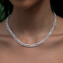 Collar Figaro de Diamantes en Oro Blanco - 6mm